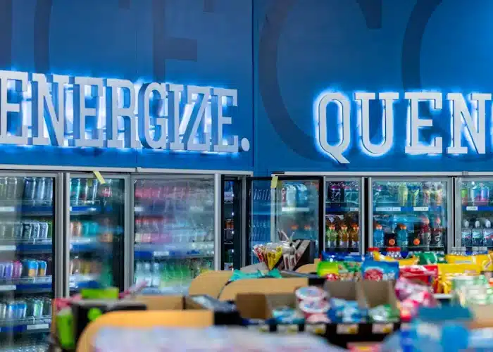 Custom beverage wall and interior fabrication by King Retail Solutions